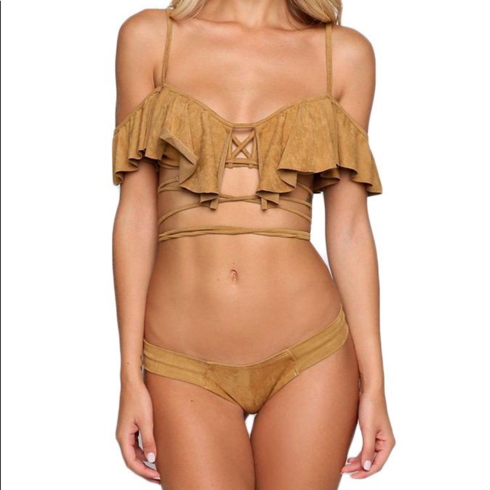Montce Swim Tan Faux Suede Suit